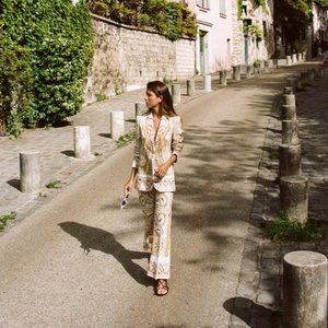 Zara Printed Blazer and Flared Pant